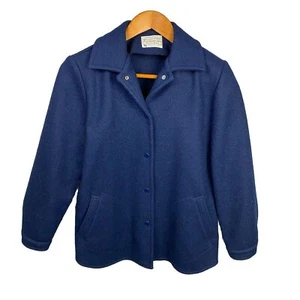 PENDLETON Giacca Auto Vintage 100% Lana Cappotto Giacca Taglia S Blu Navy Invernale - Foto 1 di 7