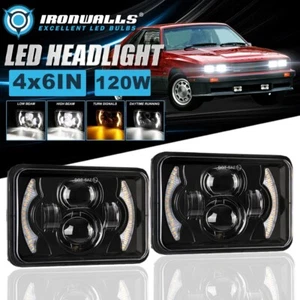 Pair 4x6" LED Headlights Hi/Lo Turn Signal for Mercury Cougar & Marquis 1977-86 - Foto 1 di 12