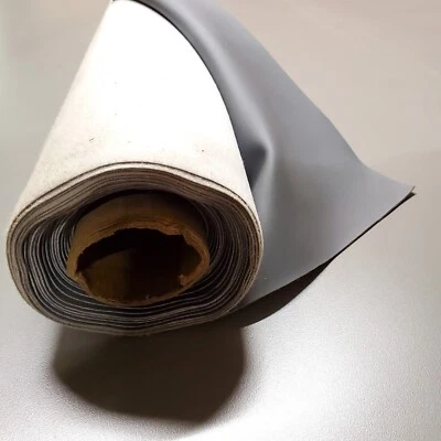 Maharam Pitch Fog Slate Gray Vegan Leatherette Jewelry Upholstery Fabric 10yds - Image 1 of 4