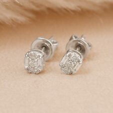 Real SI Clarity H Color Baguette Diamond Minimalist Stud 10k White Gold Earrings