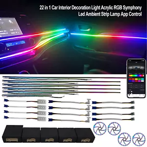 Tira de música de luz ambiental LED interior para automóvil 22 en 1 lámpara sinfónica RGB con control APP - Imagen 1 de 13