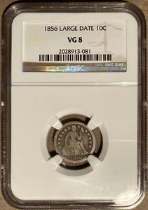 1856 NGC VG8 Liberty Seated Dime 10c - Large Date - Picture 1 of 2