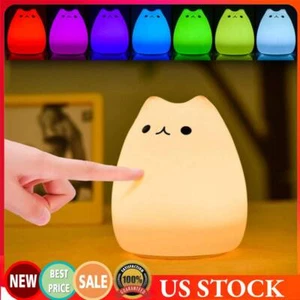 7 Colors Cat Silicone LED Light Cute Night Lamp Children Bedroom US - Picture 1 of 12