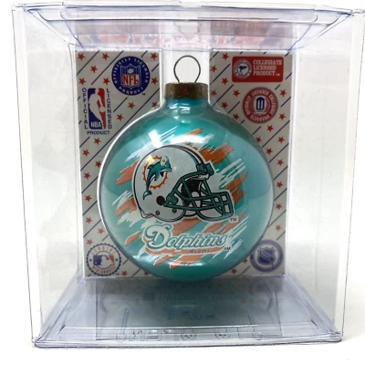 TOPPERSCOT Miami Dolphins Christmas Ornament Glass Ball NFL Sports Collector Series Vintage