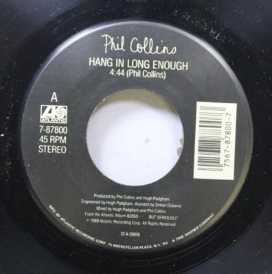 Pop 45 Phil Collins - Hang In Long Enough / Separate Lives (Live) On Atlantic - Image 1 of 2