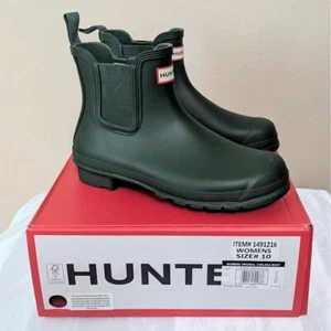 New Hunter Women's Original Chelsea Rain Boot Green Size 10 - Picture 1 of 5