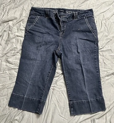 Sonoma Azul Demim Jean Capri Pantalones Cortos Mujer Talla 12 Pierna Recta Usado Foto 1 de 4