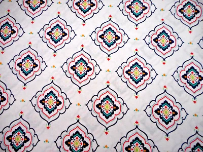 Tela de edredón por yarda OFERTA azul marino rojo dorado medallón blanco algodón premium #C Foto 1 de 2