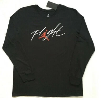Nike Jordan Flight Jumpman Logo Long Sleeve T-Shirt Black Men's Large 2XL 3XL - Image 1 of 3