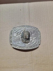 Native American Chief In Headdress Belt Buckle - Picture 1 of 18