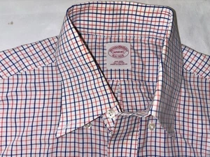 Brooks Brothers Makers Custom Button Down Shirt Mens XL 34x34 Red White Blue EUC - Picture 1 of 5