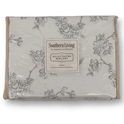 Southern Living Blythe Floral Print Linen Cotton King Duvet Set Pillow Shams - Image 1 of 4
