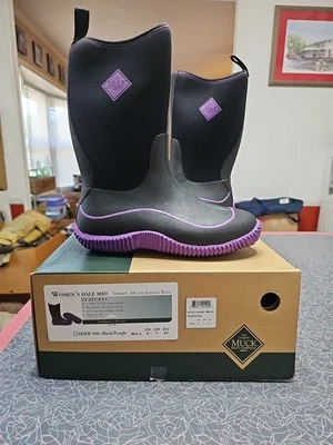 Nuevas botas Muck Hale multitemporada para mujer botas de goma talla 9 negras moradas Foto 1 de 4