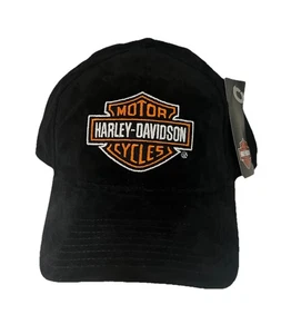 Vintage Harley Davidson Echtleder verstellbar schwarz Mütze bestickt Patch - Bild 1 von 7