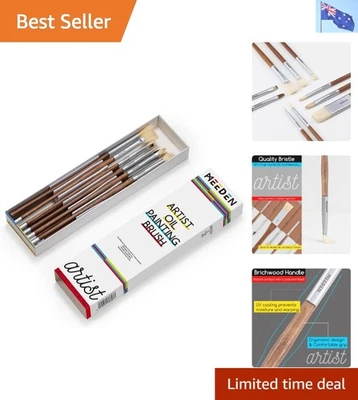 10-Piece Artist Oil Paint Brush Set -  Hog Bristle for Precision Painting - image 1 of 4