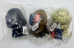 2008 Star Wars Darth Vader Yoda Chewbacca Plüsch 3er Set Neu mit Etikett versiegelt in Baggies - Bild 1 von 2