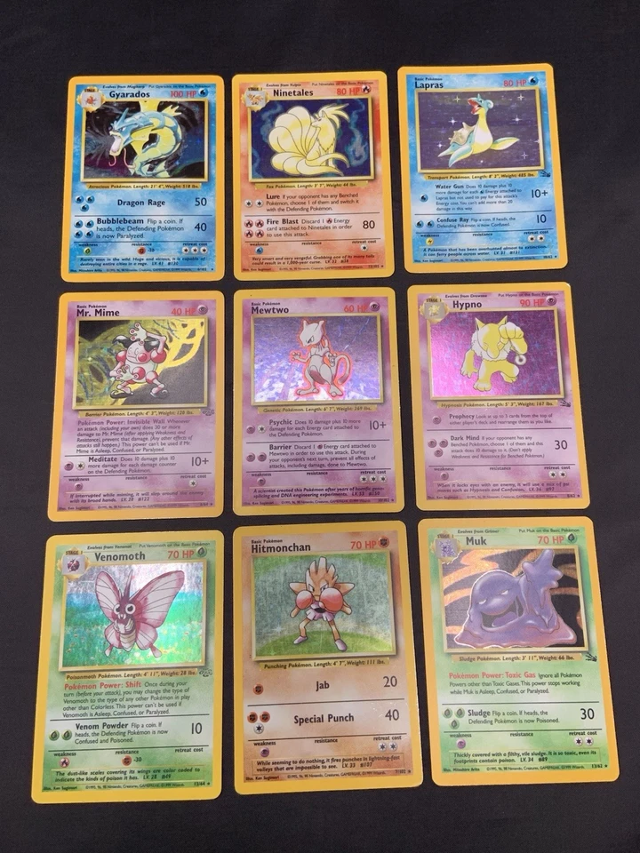 Vintage Holo Rare Pokemon Cards WOTC 1999 Base Set, Fossil, Jungle MP/HP Mewtwo - Image 1 of 4
