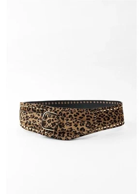 Cinturón Zara Animal Print Tachonado Cuero Faja Leopardo W34 1736/037 Foto 1 de 2