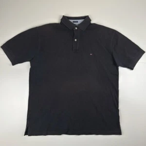 Tommy Hilfiger Mens Polo Shirt Black Size L Short Sleeve Sailing Rugby Golf Tee - Picture 1 of 11