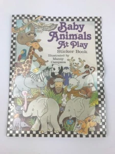 Vintage Baby Animals at Play Sticker Book Illus Manny Campana-Scholastic/Avon - Picture 1 of 2