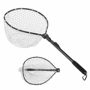 Fly Fishing Nets Fish Landing Net With Folding Aluminum Handle And Soft Rubber - Picture 1 of 11