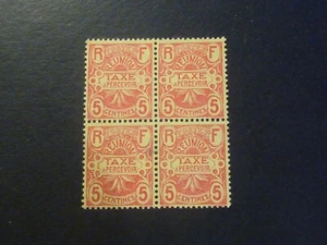 Reunion, 1907 Postage Due stamp, block of 4, mint no gum - Foto 1 di 2