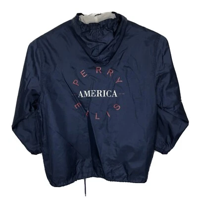 Vintage Perry Ellis Windbreaker Mens Medium Blue Jacket Spell Out 90s - Image 1 of 4