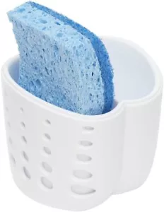 Home Basics Double Sponge Holder Kitchen Sink Caddy, Saddle Faucet White - Picture 1 of 2