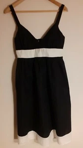 M&S Size 8 Linen Blend Dress Black And White - Picture 1 of 7