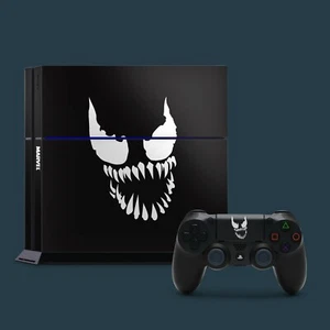 PS4 Vinyl Skin & 2x Controller Skins, Venom Themed. - Picture 1 of 1