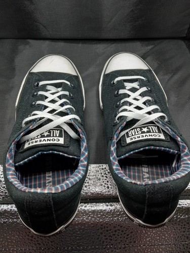 SCARPE DA GINNASTICA BASSE CONVERSE ALL STAR NERE E A QUADRI PER BAMBINI TAGLIA 3.