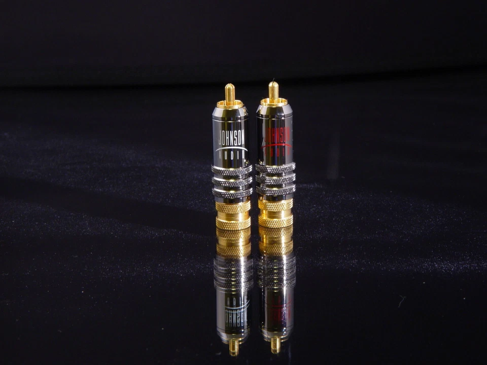 * 限量* Johnson Audio Pure GOLD 锁定无焊 RCA 插头 音频/视频 罕见 — 第 1/2 张图片