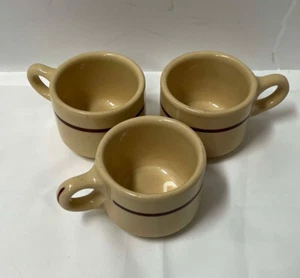 Juego de 3 tazas de café vintage Buffalo China Restaurant Ware bronceadas y marrones a rayas - Imagen 1 de 4