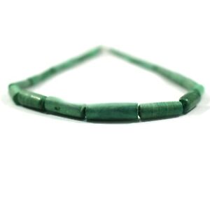 AAA+ Natural Green Malachite Tube Shape Smooth Gemstone Beads 9" 3MM Strand