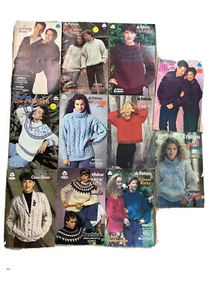 11 Patons Knitting Pattern Books Men Women Children Fairisle Cables Cardigans - Picture 1 of 24