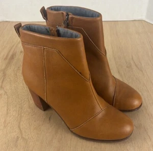 Women’s Leather Boot Bootie  Toms Size 10W Color Butterscotch Side Zip Casual - Picture 1 of 10