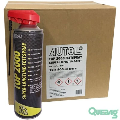 ENI 12x 500ml AUTOL TOP 2000 Super-Longtime-Fettspray Salzwasserfest Korrosionsschut