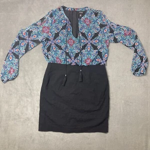 Nicole Miller Womens Dress Size 14 Black  Peek-a-Boo Sleeve Style Top Tassels - Picture 1 of 17