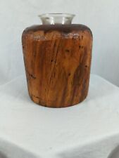Rustic Nautical Country Solid Turned Wood  Candle Holder Lathe Turned HEAVY