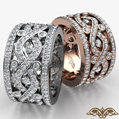 Twist Pave Round Diamond Wedding Band Womens Eternity Anniversary Ring 2.5Ctw. - Image 1 of 4