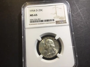 1954-D Washington Silver Quarter-NGC MS 65-Toning-100421-0021 - Picture 1 of 2