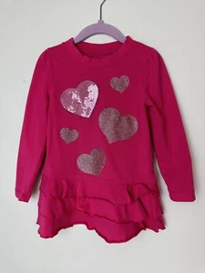 Circo Pink Peplum Ruffle Long Sleeve Shirt Sequin Hearts 4T *flaw (see photos) - Picture 1 of 9