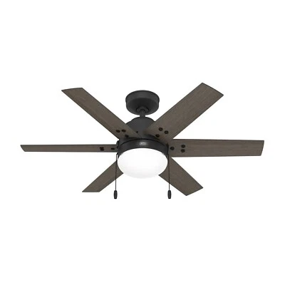 Hunter Fan 44 in Casual Matte Black Indoor Ceiling Fan with Light and Pull Chain - Image 1 of 4