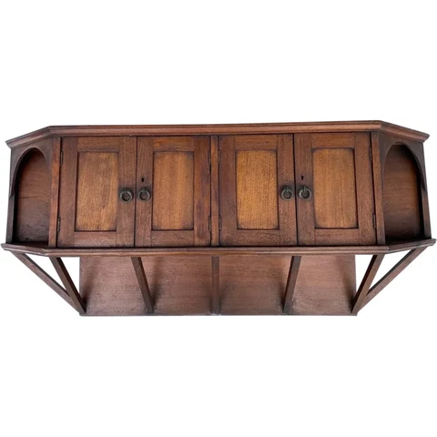 Antique English Liberty & Co. Edwin Godwin Style Teak Wall Cabinet Shelf c. 1880 Cover