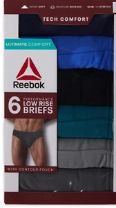 Men’s Reebok Tech Comfort Performance Low Rise Briefs Underwear, 6-Pack, S - Foto 1 di 5