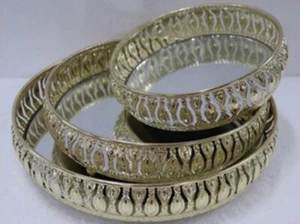 SET 3 MIRROR METAL TRAY 34X6CM - Picture 1 of 1