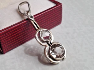 Colgante soviético inusual vintage de plata de ley 875 cristal de roca, joyería para mujer - Imagen 1 de 7