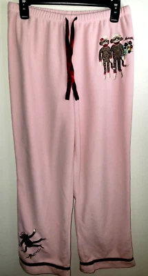 Nick & Nora Sock Monkey Pink Fleece Pajama Pants Womens Small - Image 1 of 4