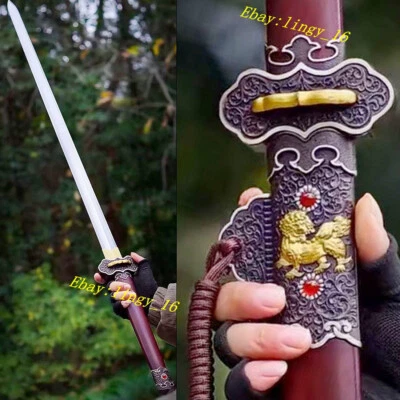 Damasco Plegado T10 Acero Doble Borde Espada Listo para Batalla China WUSHU Dao Jian Foto 1 de 4