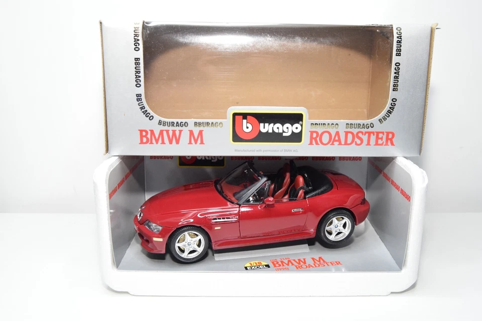 B37 BBURAGO BURAGO 1:18 3349 BMW M ROADSTER Z3 1996 MAROON EXCEL MIB - Image 1 of 4